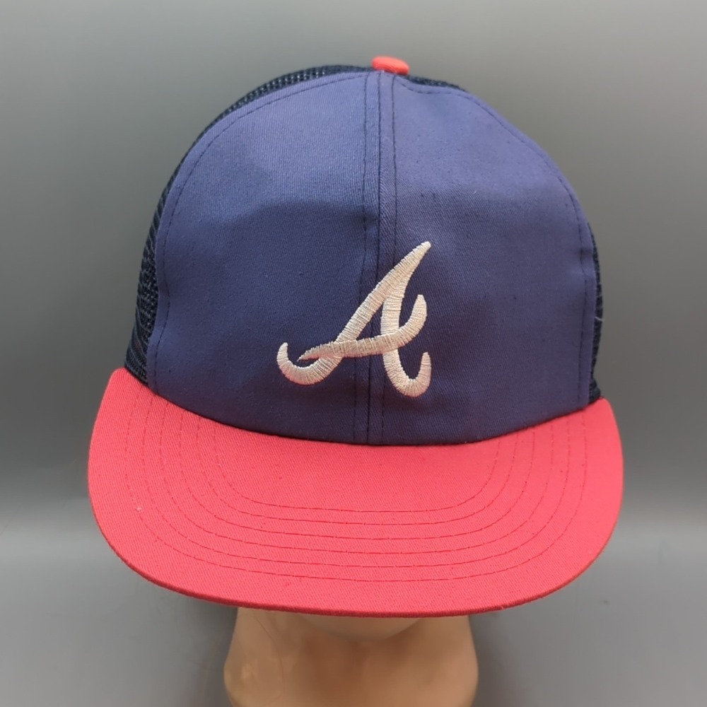 Vintage Atlanta Braves Snapback Hat Cap Annco Adjustable Blue Red Mesh